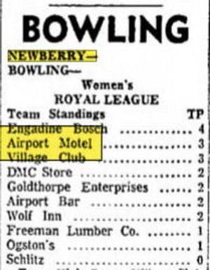 Airport Motel - Sept 1964 Bowling Scores